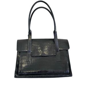 Jones New York Black Croc-Embossed Shoulder Bag